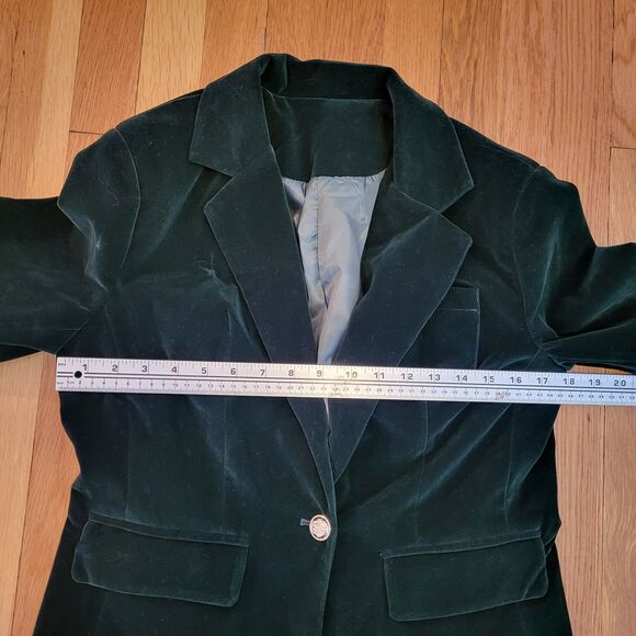 Deep Emerald Green Velvet Tailored Blazer for holidays, parties, events! Sz S - Picture 6 of 10